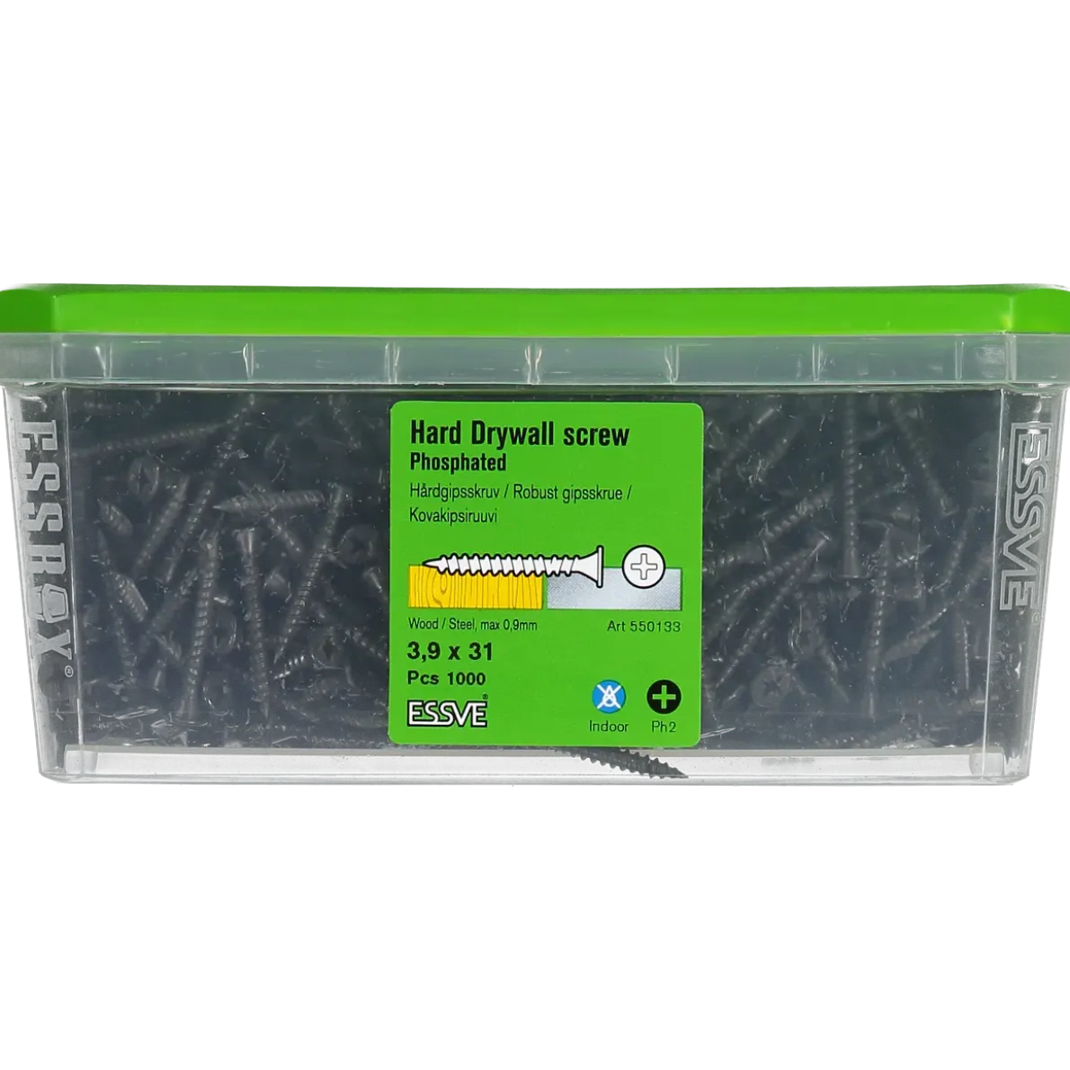 HÅRDGIPSSKRUV F TRÄ/STÅLREGEL PH2 FOSFATERAD 3,9X31 1000ST