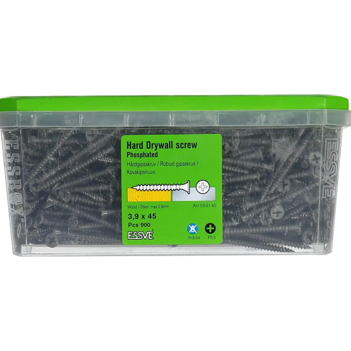 HÅRDGIPSSKRUV F TRÄ/STÅLREGEL PH2 FOSFATERAD 3,9X45 900ST