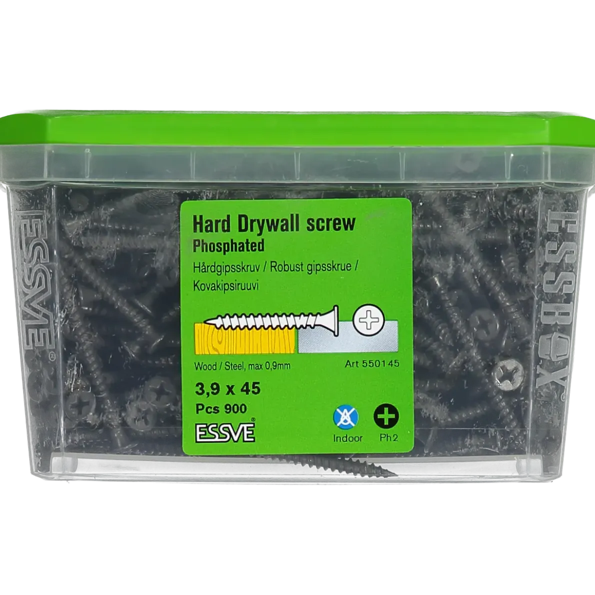 HÅRDGIPSSKRUV F TRÄ/STÅLREGEL PH2 FOSFATERAD 3,9X45 900ST