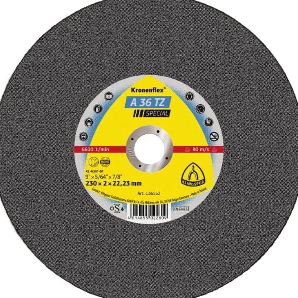 KAPSKIVA A36TZ SPECIAL RAKT NAV 230X2,2X22,23MM