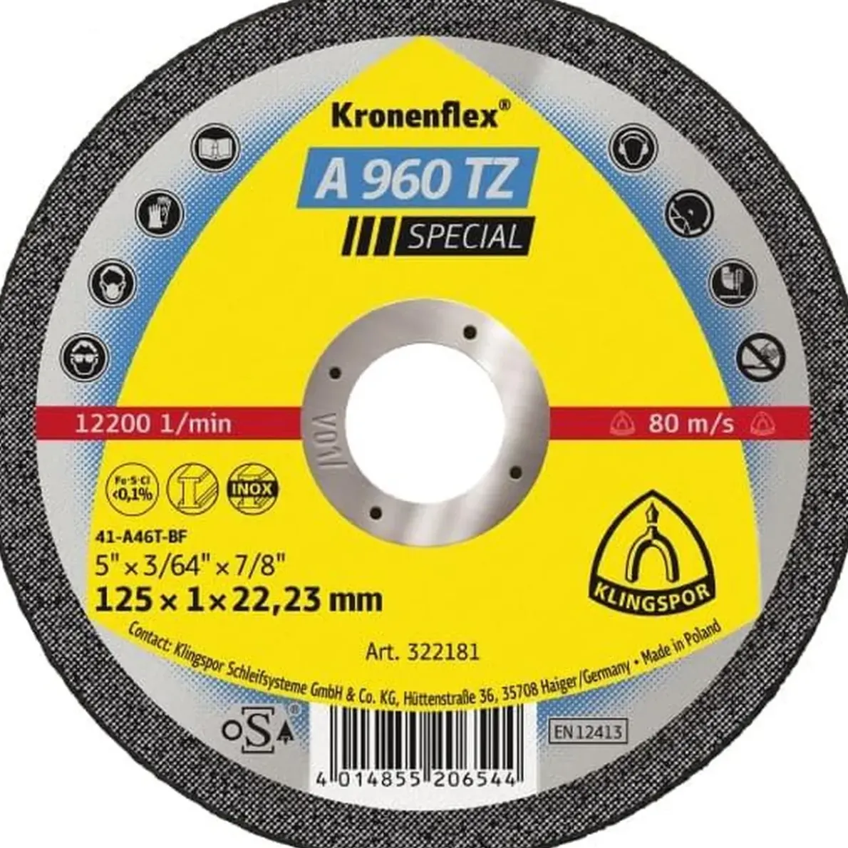 KAPSKIVA A960TZ SPECIAL RAKT NAV 125X1X22,23MM