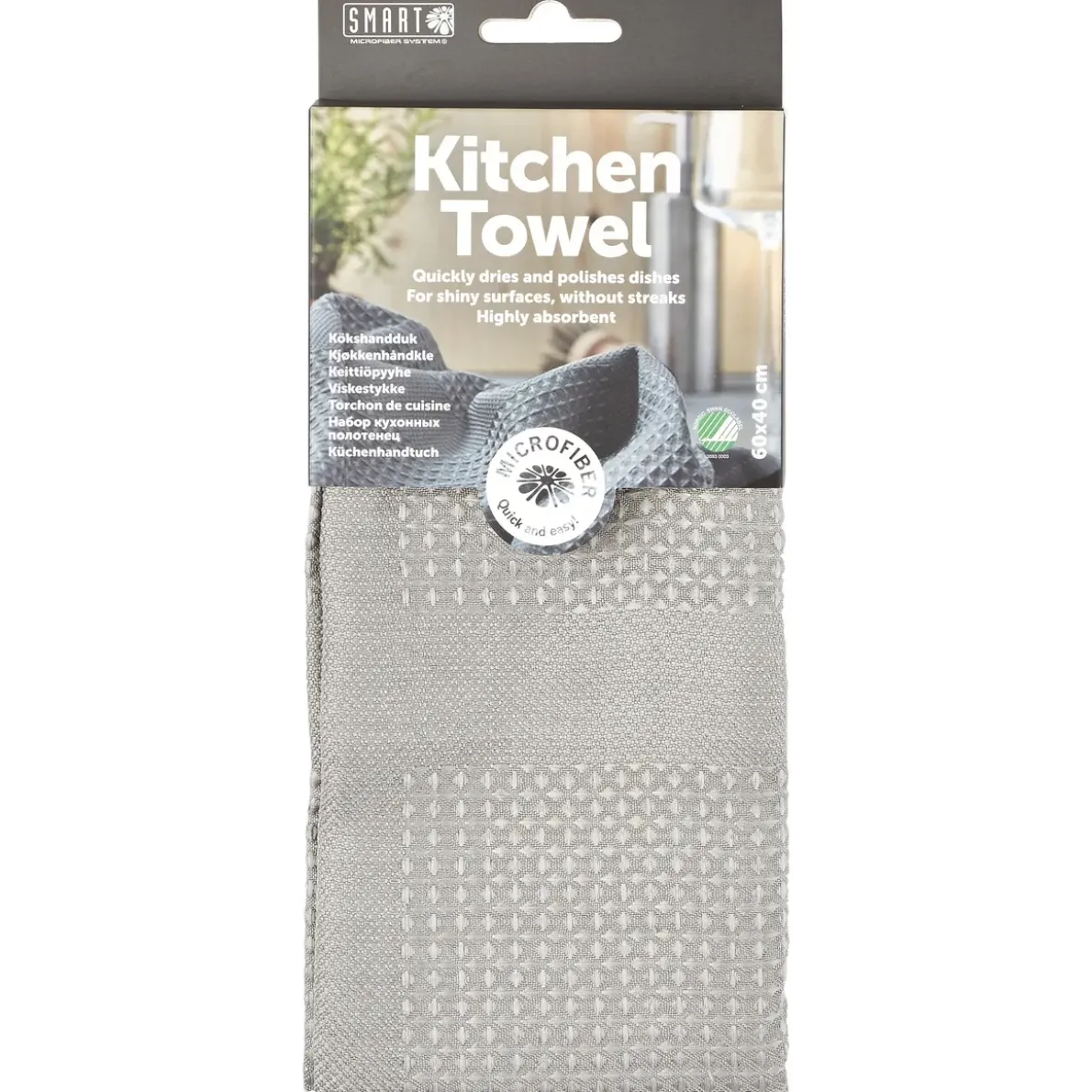 KÖKSHANDDUKMICROFIBER GRÅ 40X60CM