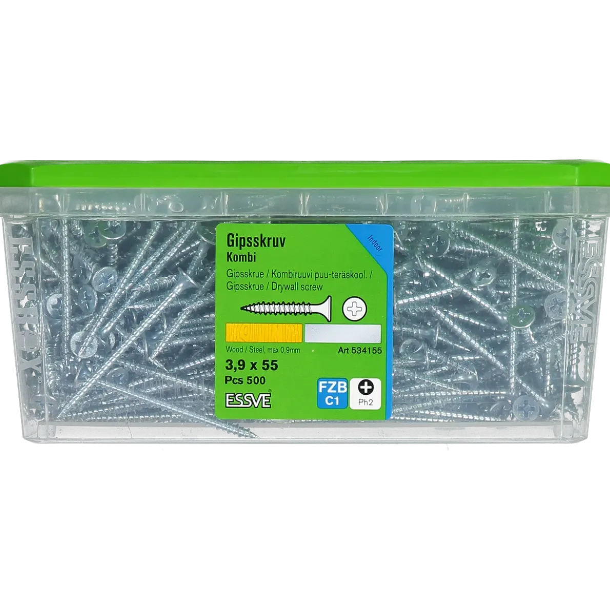 KOMBISKRUV FÖR TRÄ/STÅLREGEL PH2 FZB 3,9X55 500ST