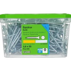 KOMBISKRUV FÖR TRÄ/STÅLREGEL PH2 FÖRZINKAD 3,9X55 200ST