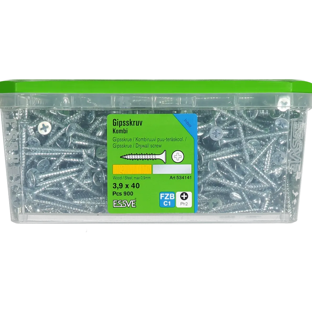 KOMBISKRUV FÖR TRÄ/STÅLREGEL PH2 FZB 3,9X40 900ST