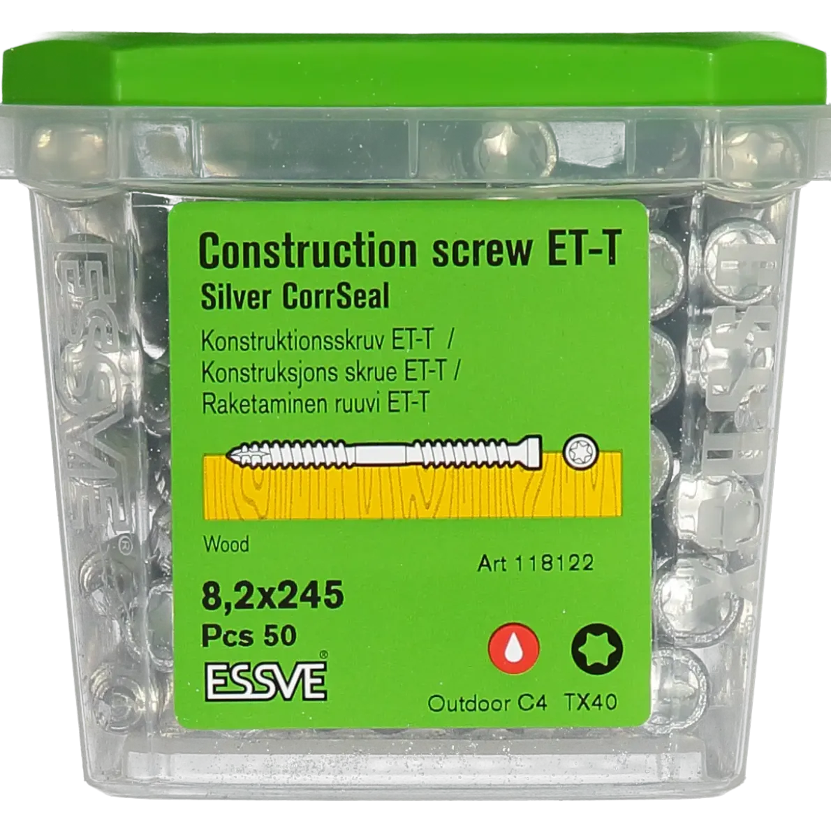 KONSTRUKTIONSSKRUV ET-T TX40 CYL CORRSEAL 8,2X245 50ST