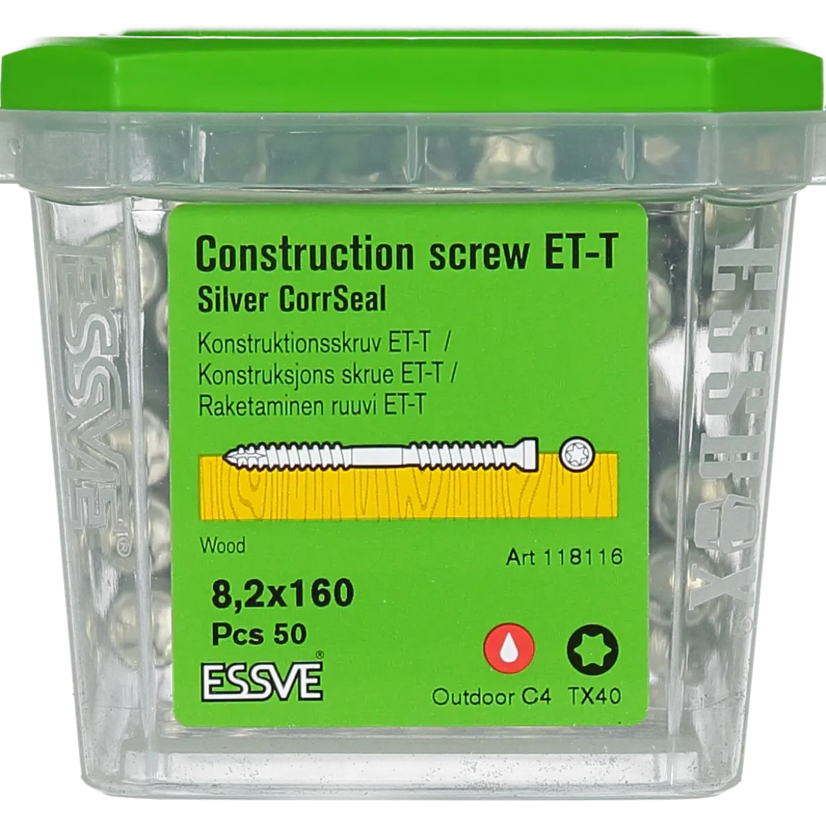 KONSTRUKTIONSSKRUV ET-T TX40 CYL CORRSEAL 8,2X160 50ST