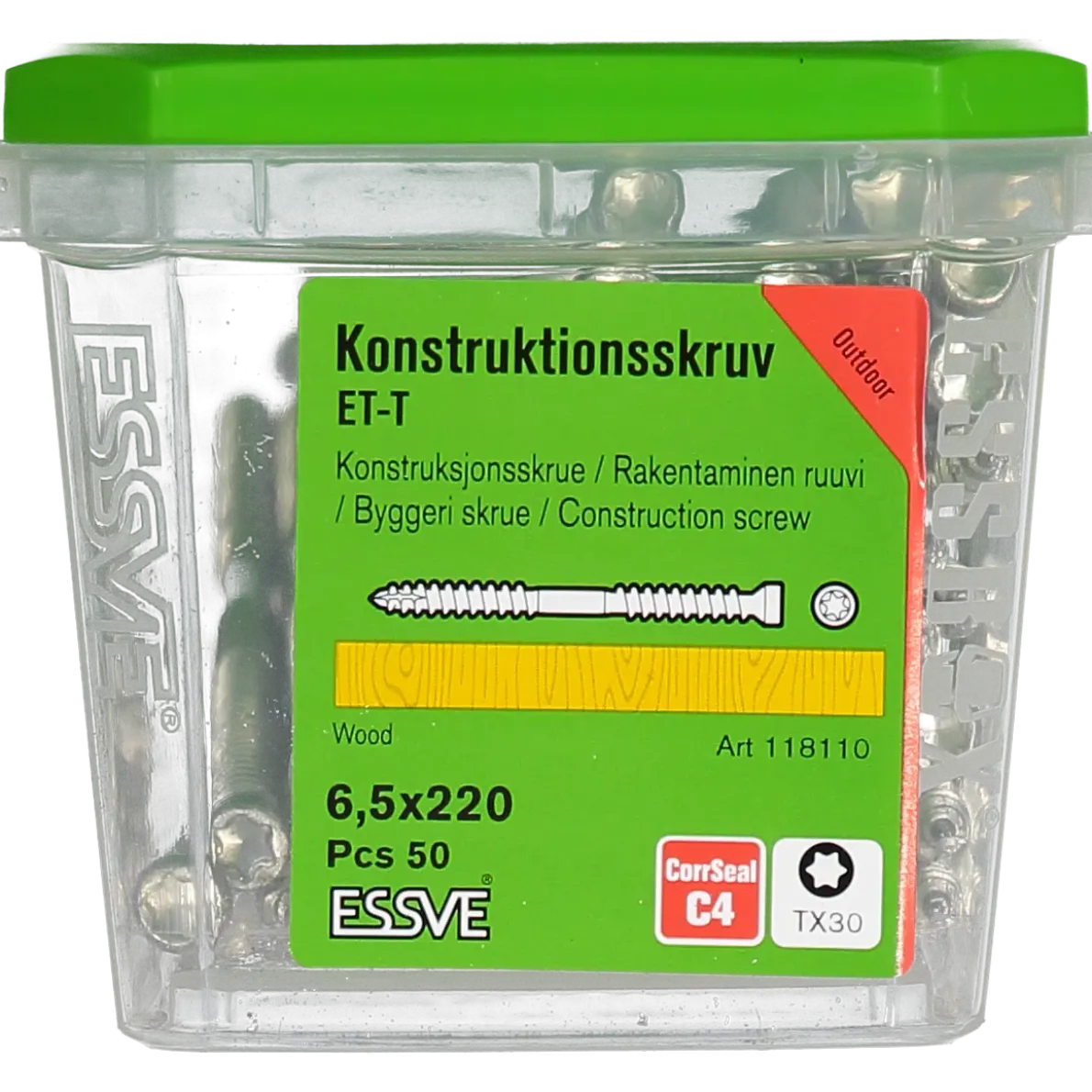 KONSTRUKTIONSSKRUV ET-T TX30 CYL CORRSEAL 6,5X220 50ST