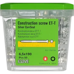 KONSTRUKTIONSSKRUV ET-T TX30 CYL CORRSEAL 6,5X190 50ST