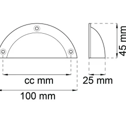 LÅDHANDTAG ALICE SMIDE 45X100MM 2ST