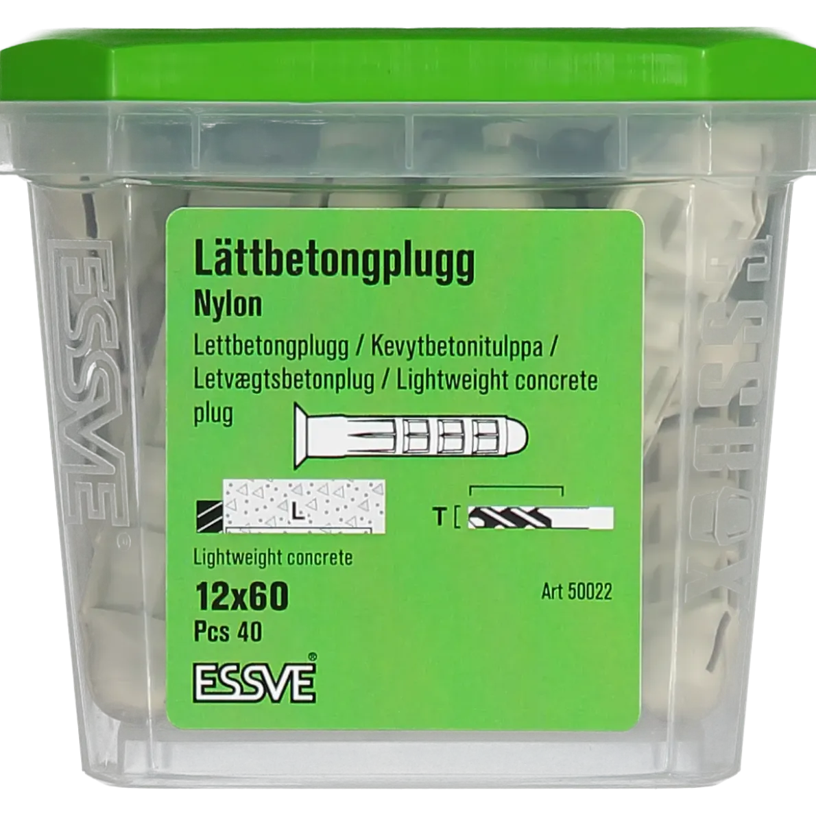 LÄTTBETONGPLUGG NYLON 12X60 40ST