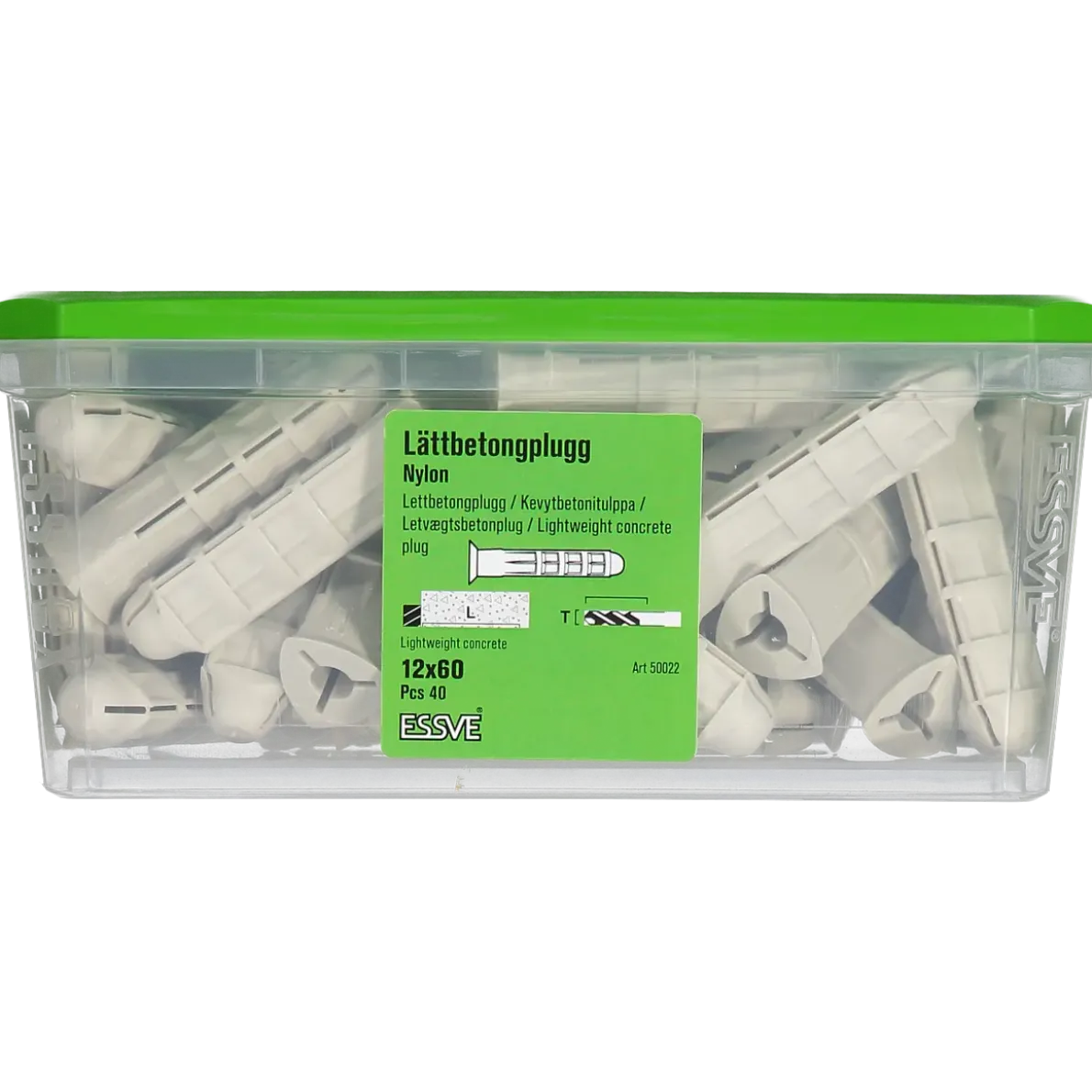 LÄTTBETONGPLUGG NYLON 12X60 40ST