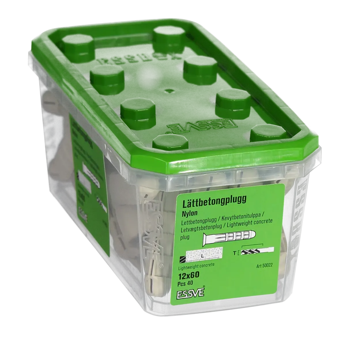 LÄTTBETONGPLUGG NYLON 12X60 40ST
