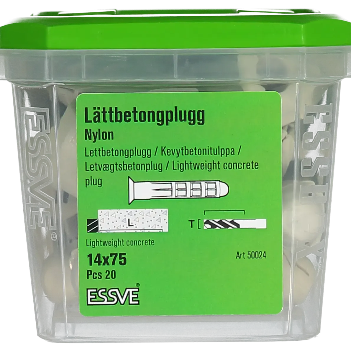 LÄTTBETONGPLUGG NYLON 14X75 20ST