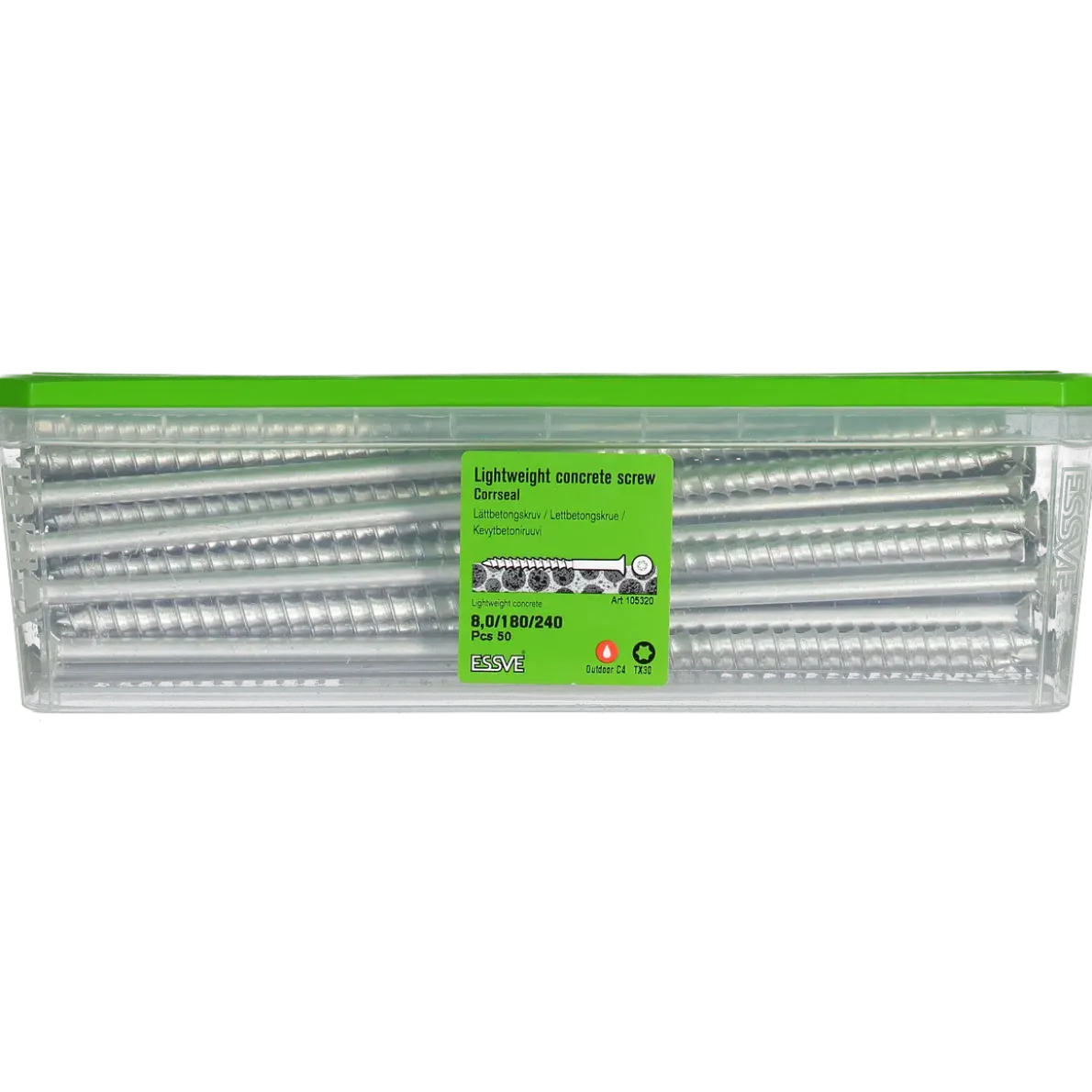 LÄTTBETONGSKRUV HL-C FÖRSÄNKT HUVUD CORRSEAL 8X240 50ST