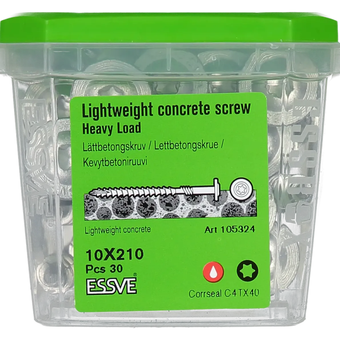 LÄTTBETONGSKRUV HL-W WAFER HUVUD CORRSEAL 10X210 30ST