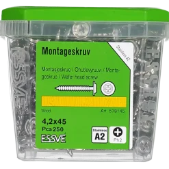 MONTAGESKRUV FÖR TRÄREGEL PH2 ROSTFRI A2 4,2X45 250ST