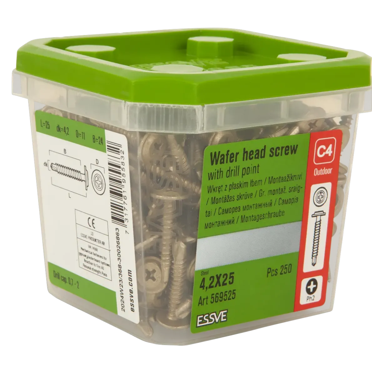 MONTAGESKRUV MED BORRSPETS PH2 CORRSEAL 4,2X25 250ST