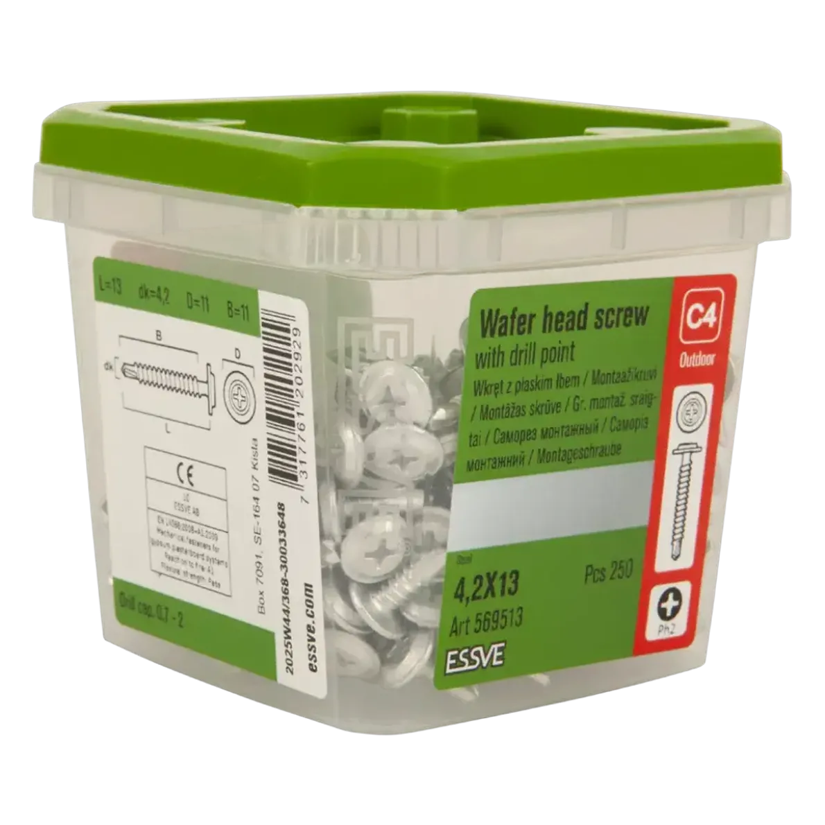 MONTAGESKRUV MED BORRSPETS PH2 CORRSEAL 4,2X13 250ST