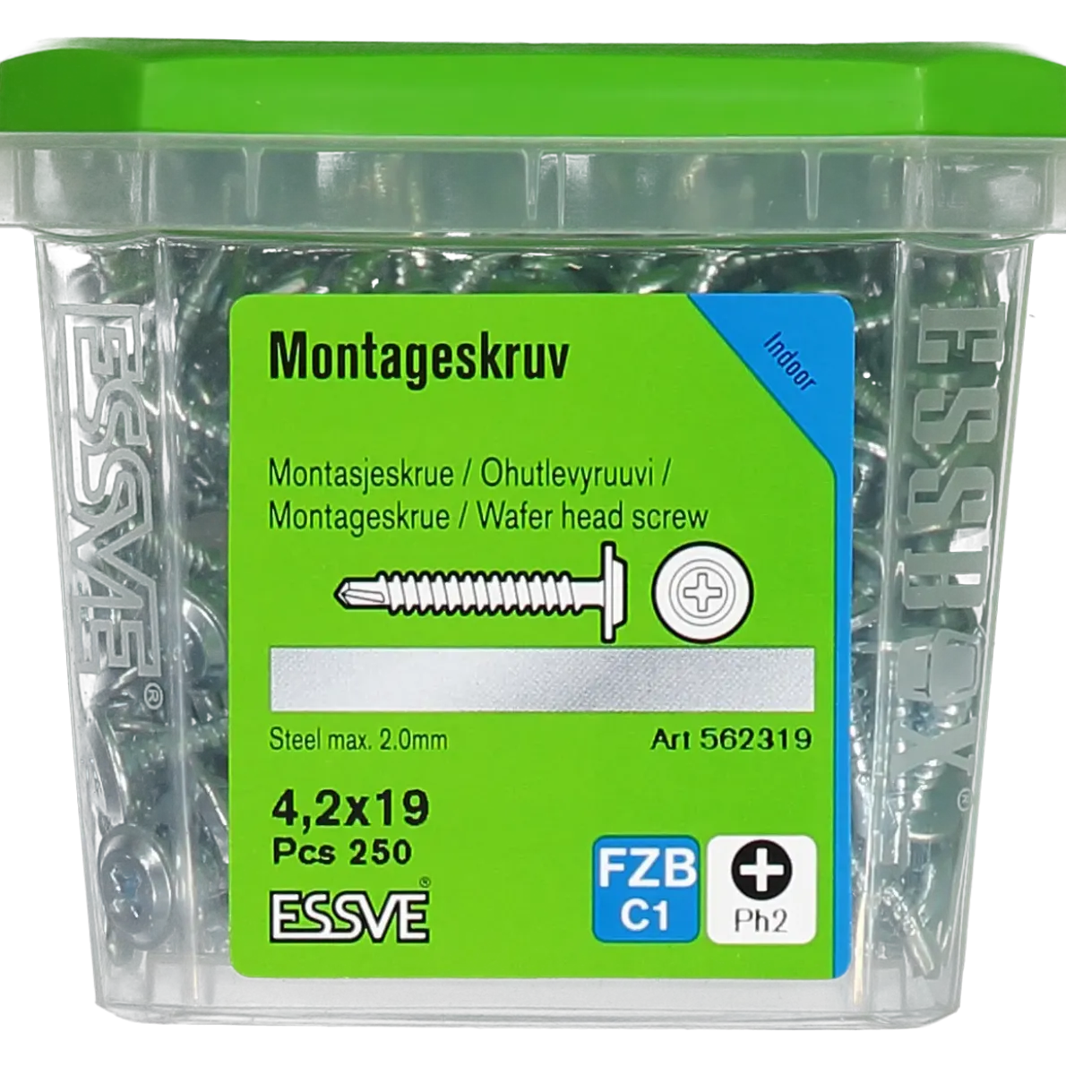 MONTAGESKRUV MED BORRSPETS PH2 FZB 4,2X19 250ST