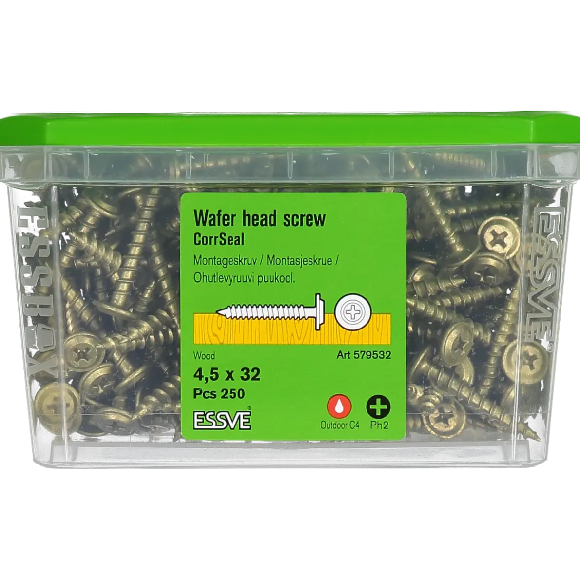 MONTAGESKRUV MED VASS SPETS PH2 CORRSEAL 4,5X32 250ST