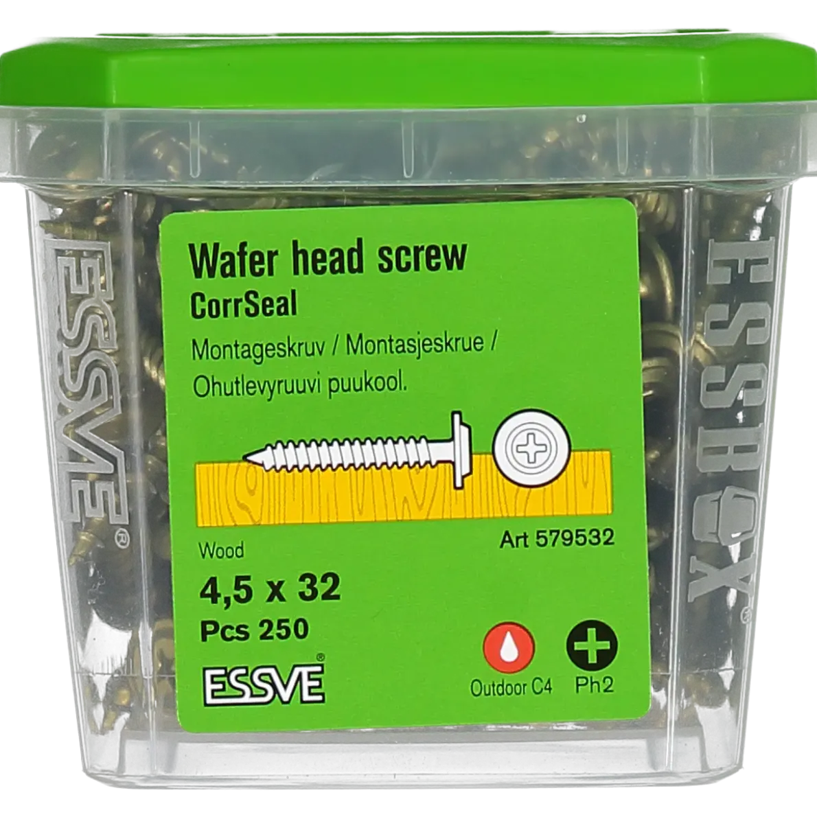 MONTAGESKRUV MED VASS SPETS PH2 CORRSEAL 4,5X32 250ST