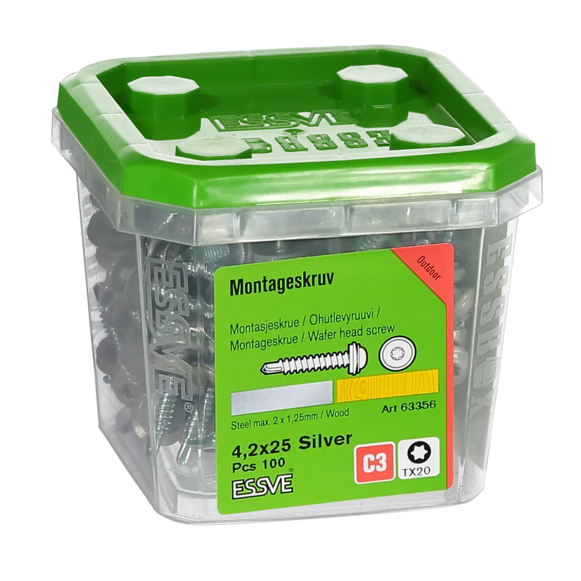 MONTAGESKRUV M RFR BRICKA SILVER RAL9006 TX20 4,2X25 100