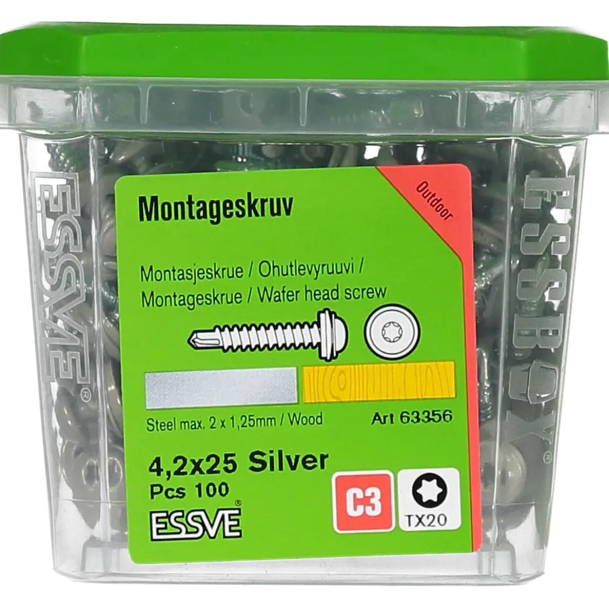 MONTAGESKRUV M RFR BRICKA SILVER RAL9006 TX20 4,2X25 100