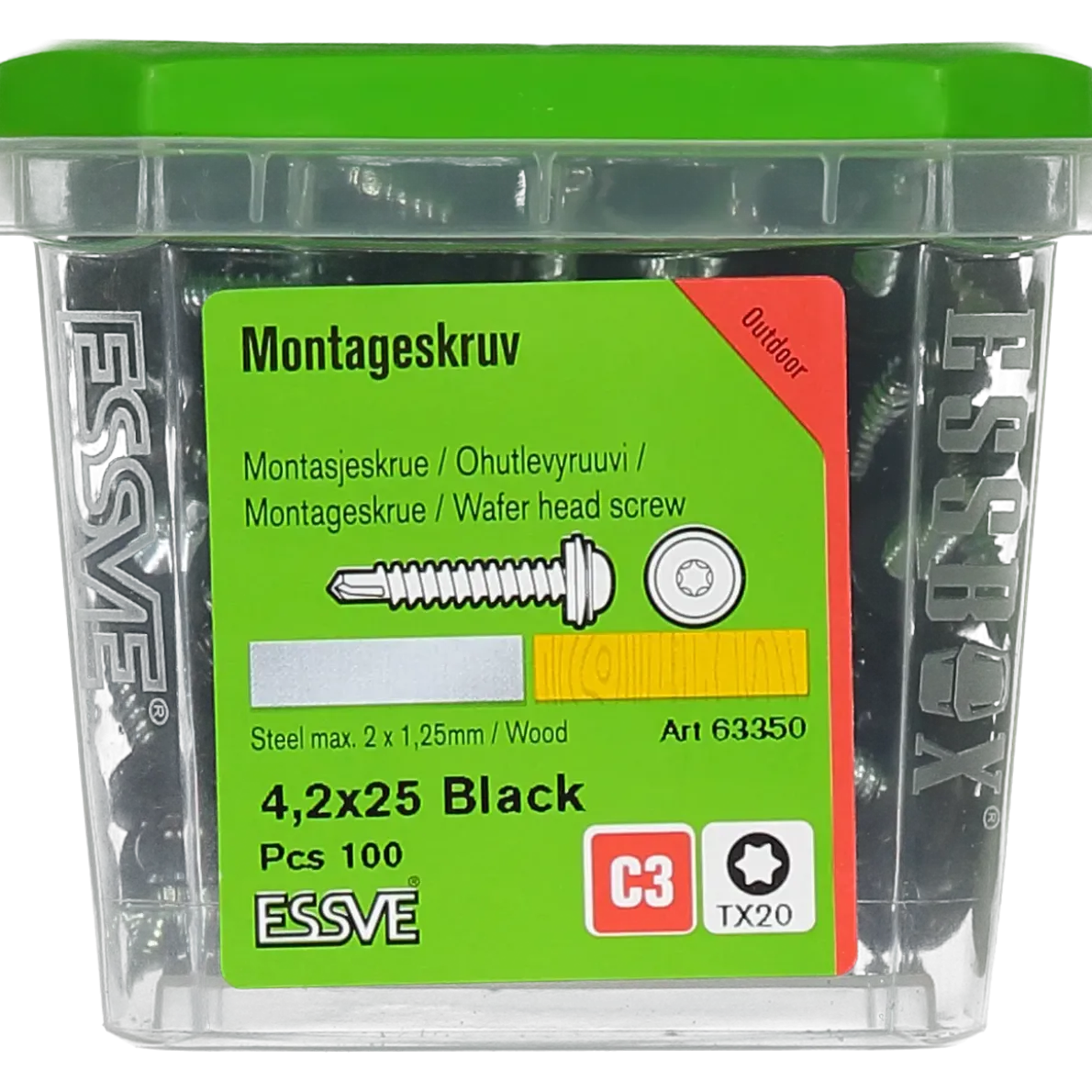 MONTAGESKRUV M RFR BRICKA SVART RAL9011 TX20 4,2X25 100