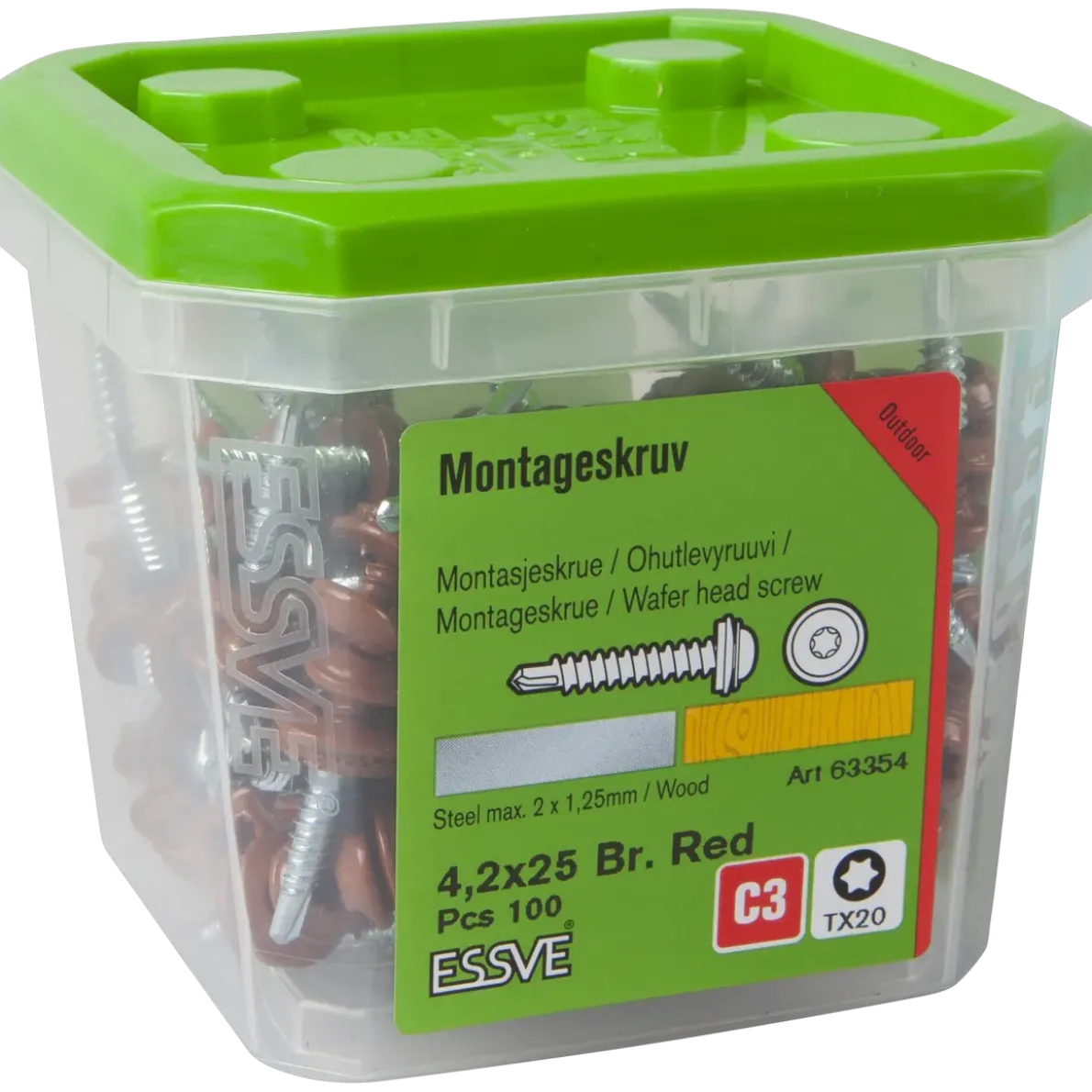 MONTAGESKRUV M RFR BRICKA TRÖD RAL8004 TX20 4,2X25 100ST