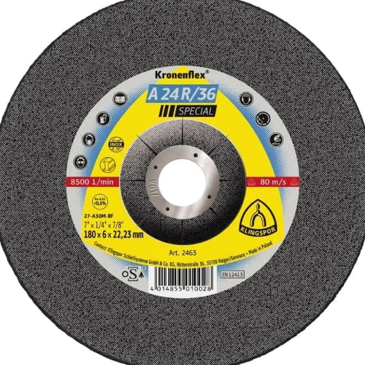 NAVRONDELL A24R36 SUPRA FÖRSÄNKT NAV 125X6X22,23MM