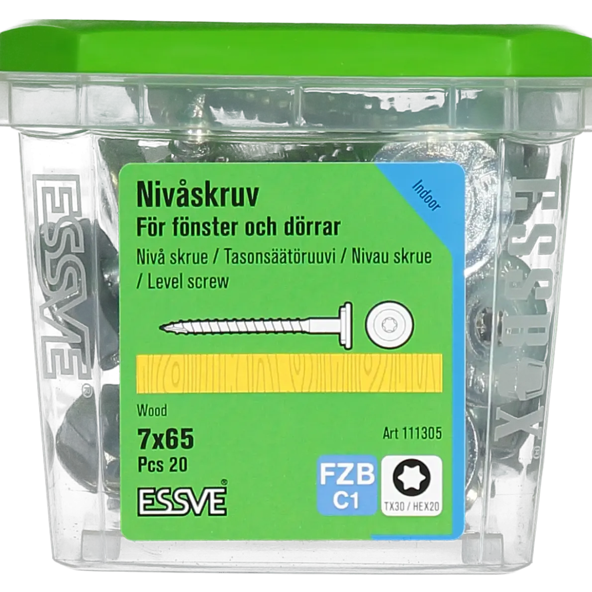 NIVÅSKRUV FÖR KARMMONTAGE TX30/HEX20 FZB 7,0X65 20ST