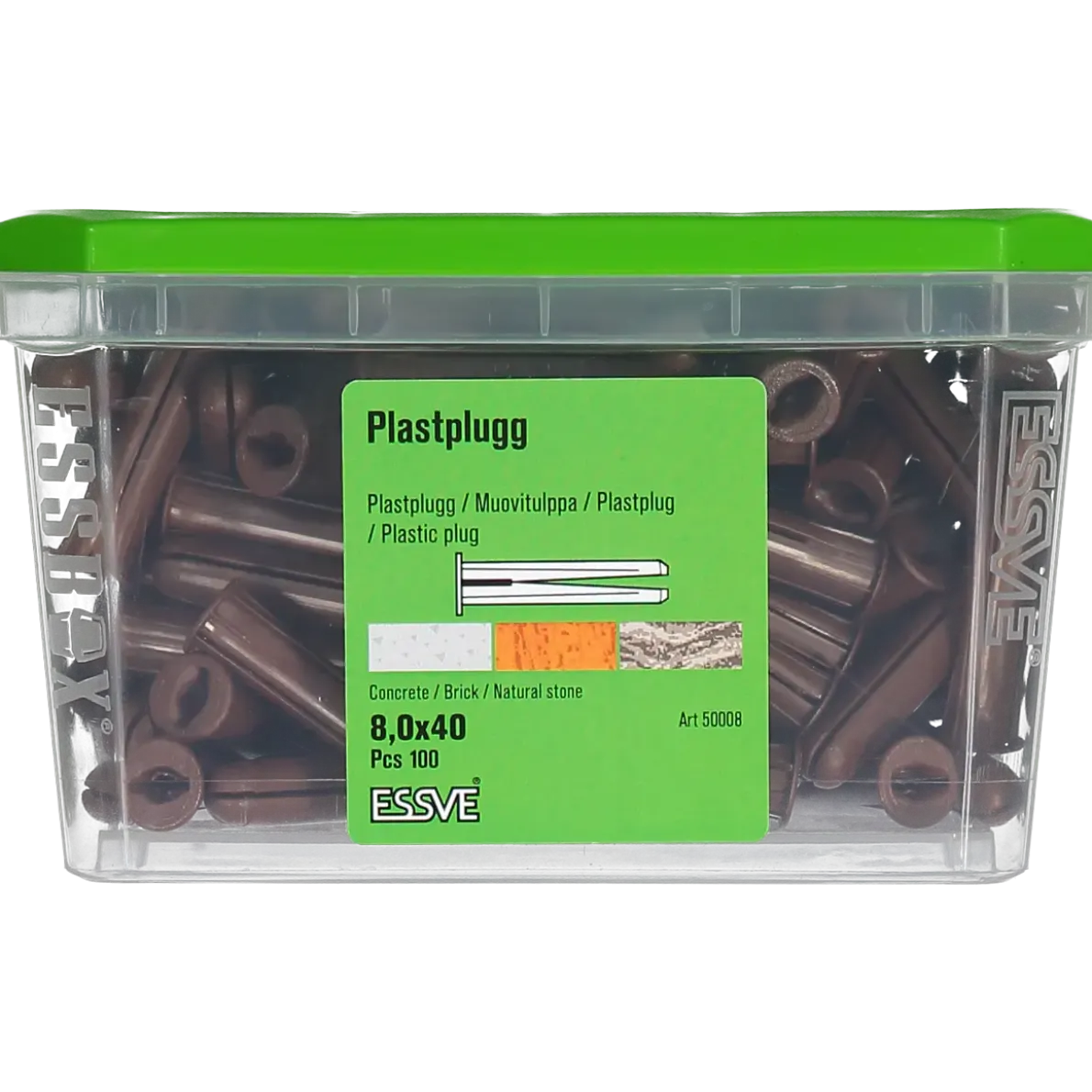 PLASTPLUGG BRUN 8X40 100ST