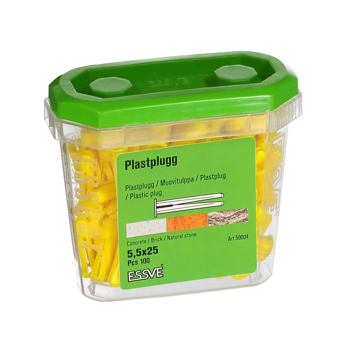 PLASTPLUGG GUL 5,5X25 100ST