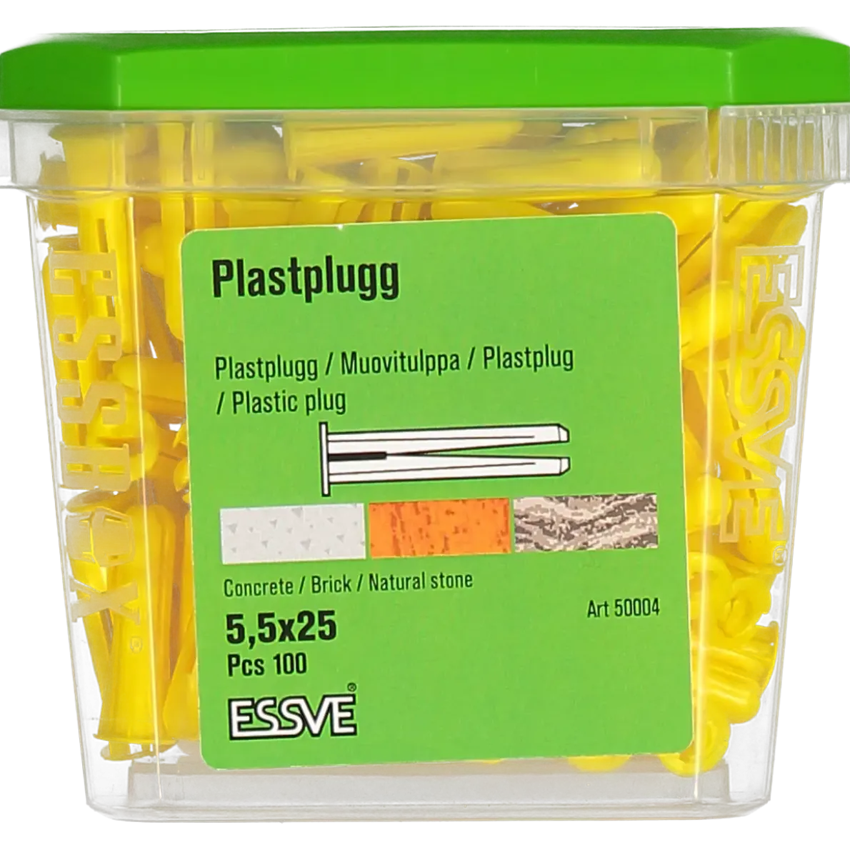PLASTPLUGG GUL 5,5X25 100ST