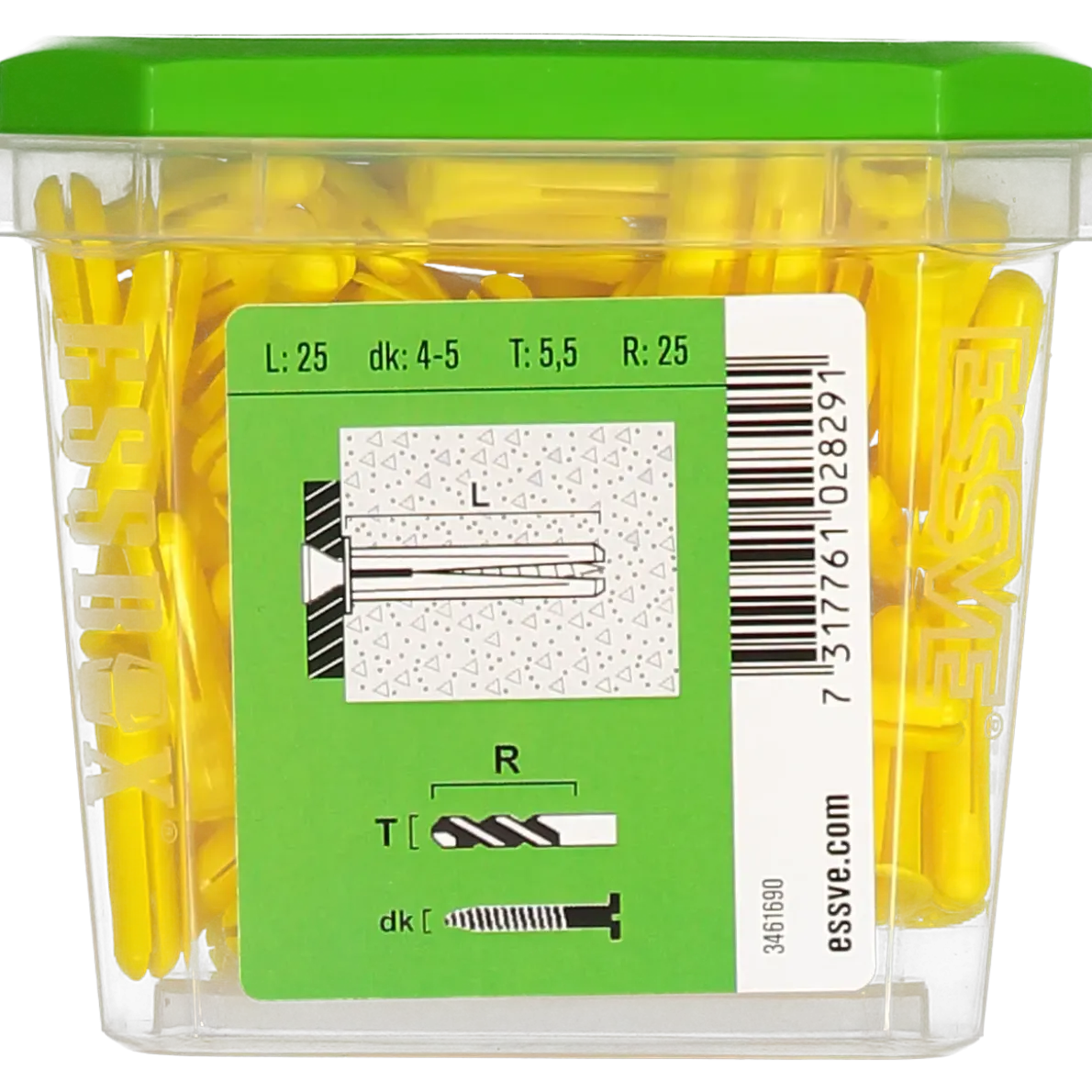 PLASTPLUGG GUL 5,5X25 100ST