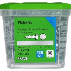PLÅTSKRUV SEXKANTSSK MED VASS SPETS FÖRZINKAD 4,2X13 1000ST