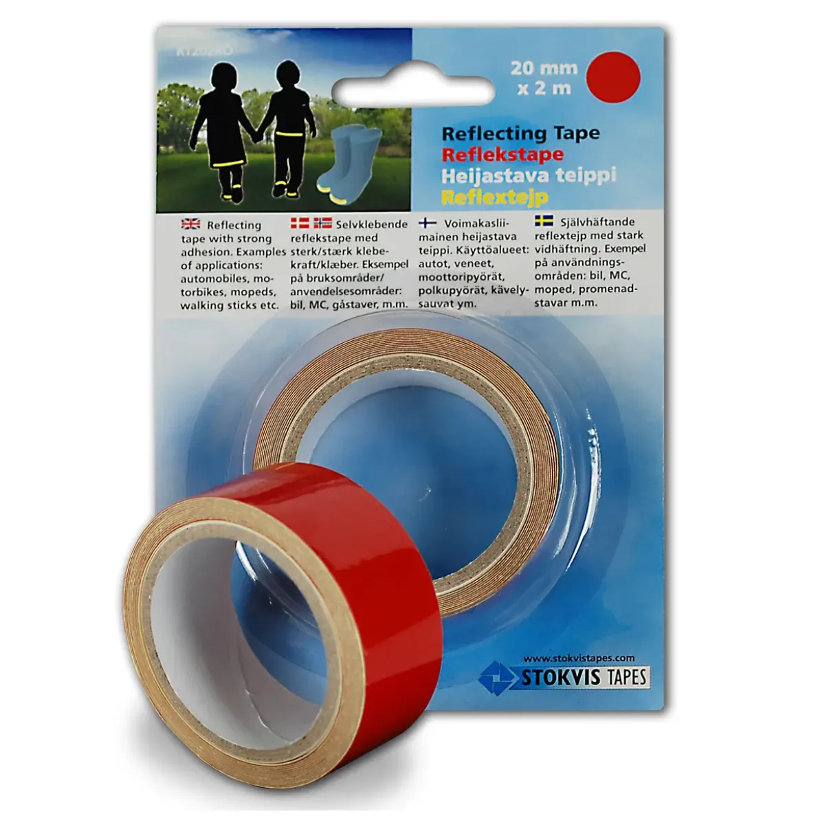 REFLEXTEJP RÖD 20MM 2M