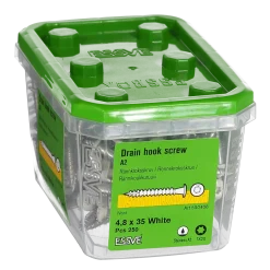 RÄNNKROKSKRUV ROSTFRI A2 VIT RAL9010 TX20 4,8X35 250ST