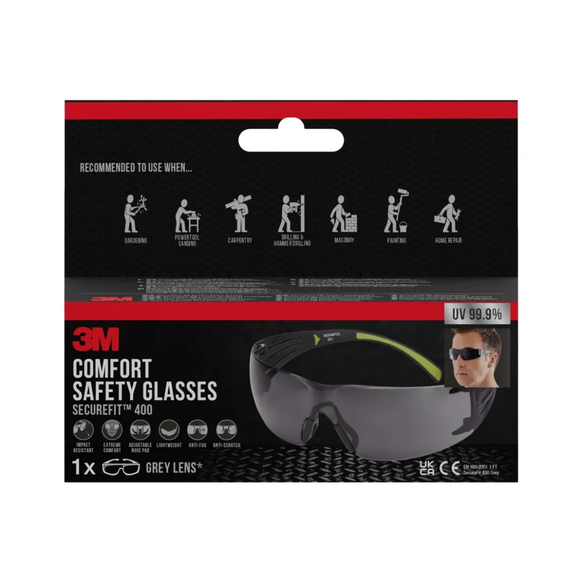 SKYDDSGLASÖGON SF400G SECUREFIT 400 GRÅ
