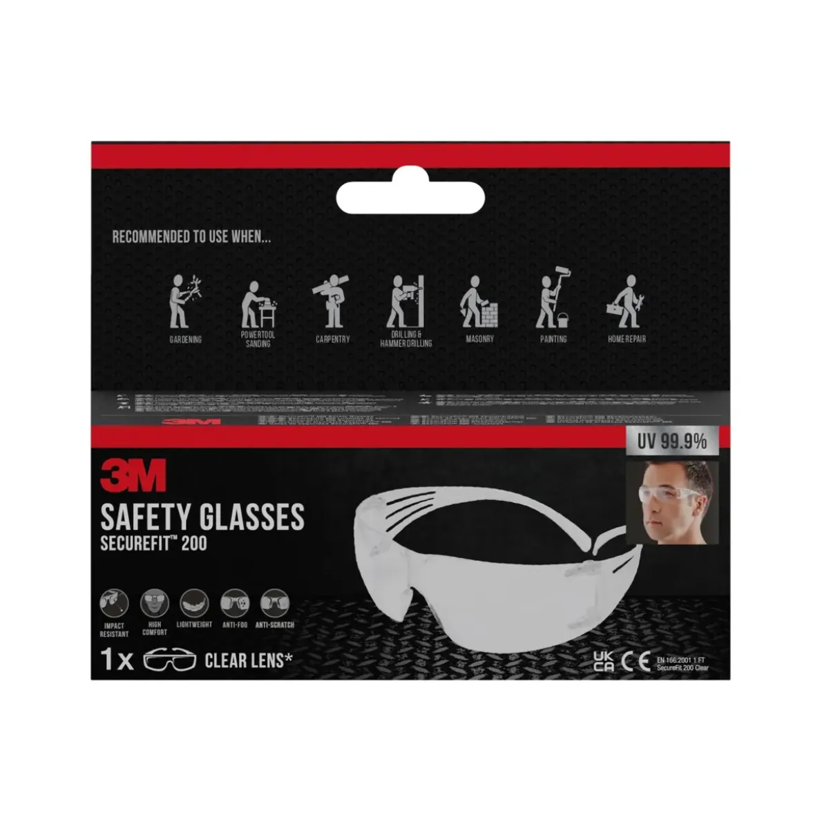 SKYDDSGLASÖGON SF200 SECUREFIT TRANSPARANT LINS