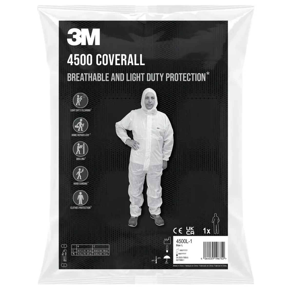 SKYDDSOVERALL 4500 KATEGORI 1 VIT STOR
