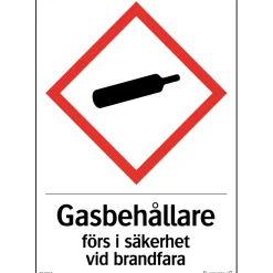 SKYLT GASBEHÅLLARE FÖRS I SÄK 33-0114 210X297MM HÅRDPLAST