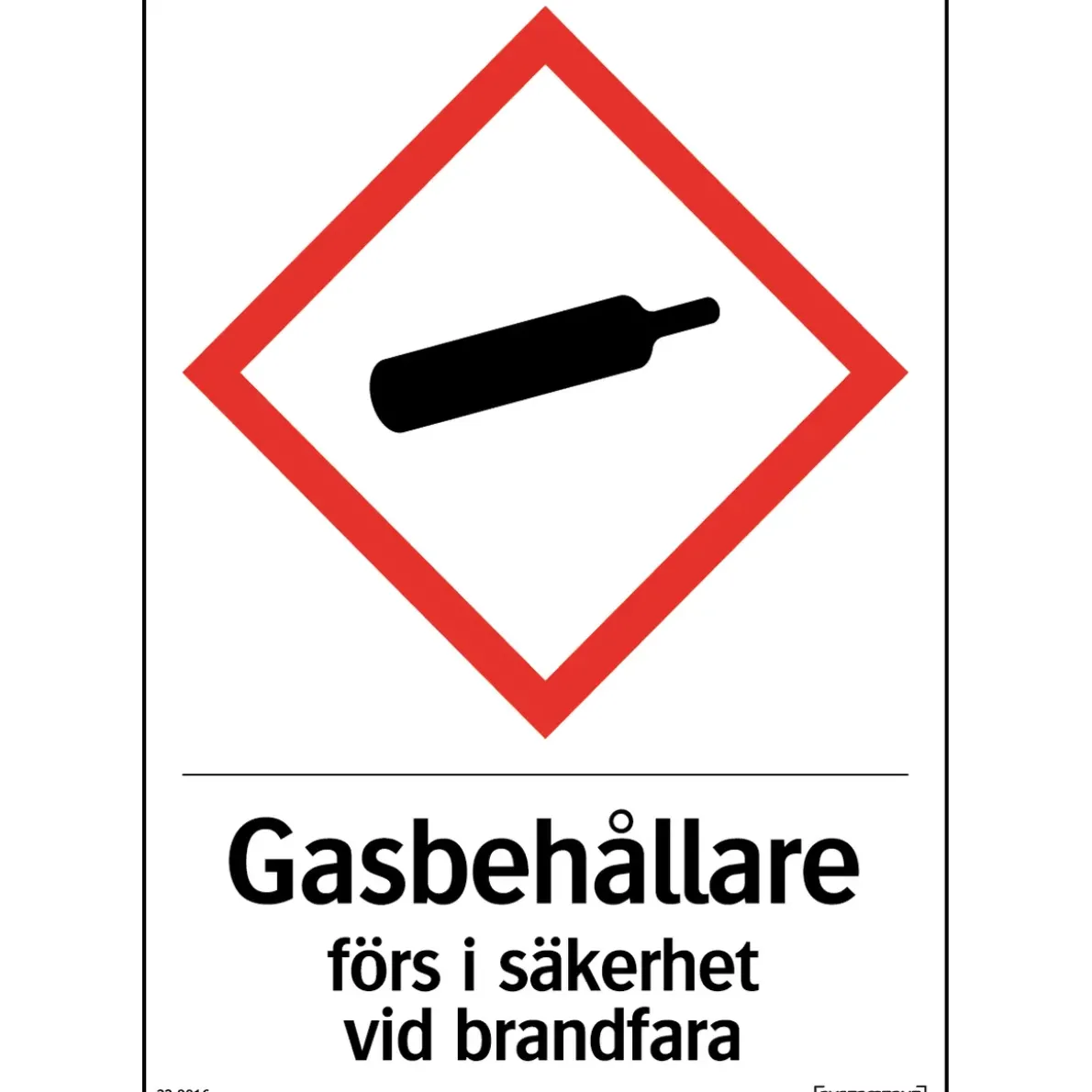 SKYLT GASBEHÅLLARE FÖRS I SÄK 33-0114 210X297MM HÅRDPLAST