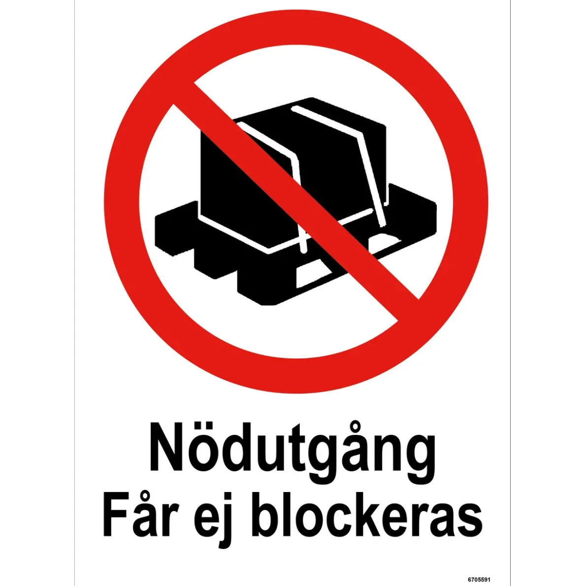 SKYLT UNIGRAPH NÖDUTGÅNG FÅR EJ BLOCKERAS PLAST 210X297MM