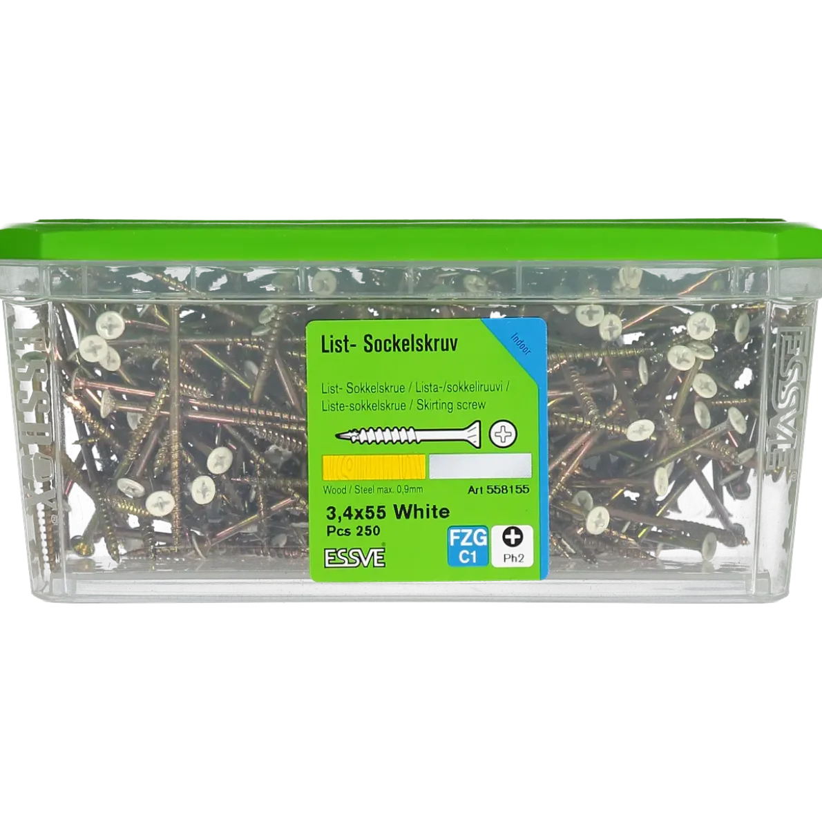 SOCKELSKRUV PH2 VITLACKERAD 3,4X55 250ST