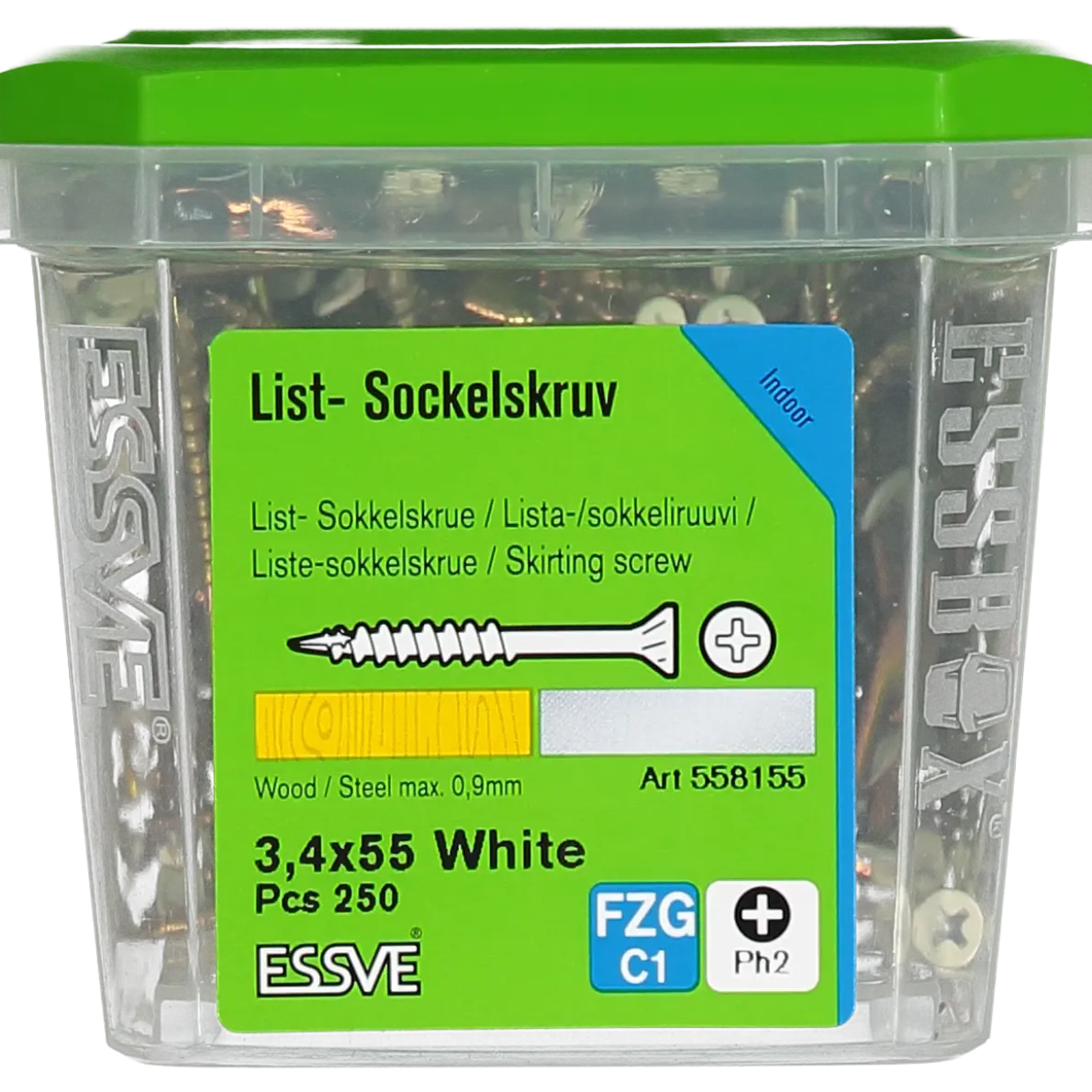 SOCKELSKRUV PH2 VITLACKERAD 3,4X55 250ST