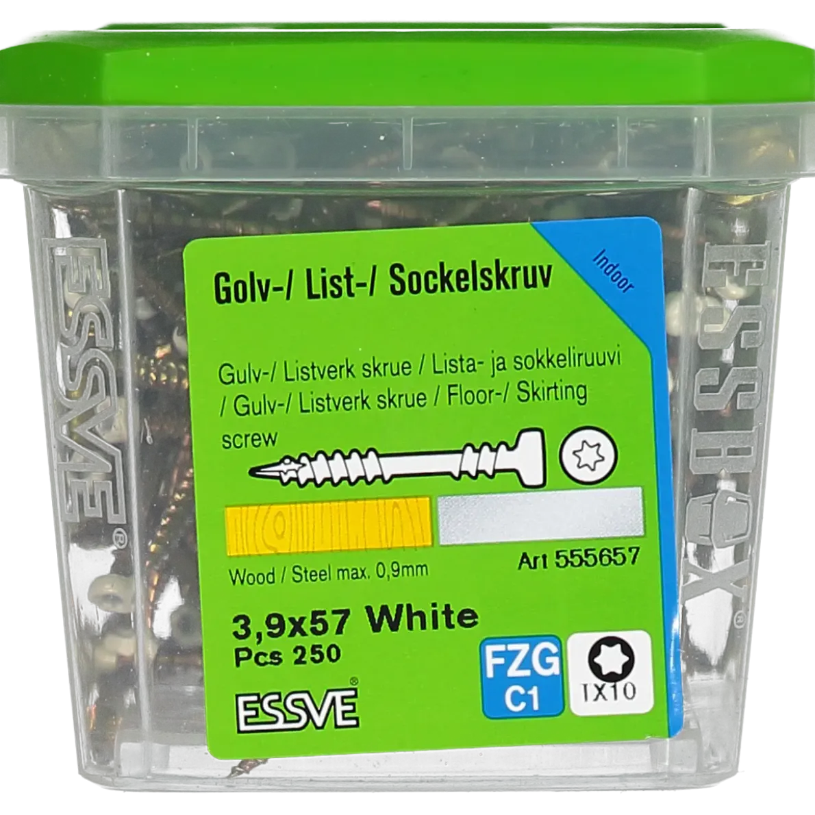 SOCKELSKRUV TX10 VITLACKERAD 3,9X57 250ST