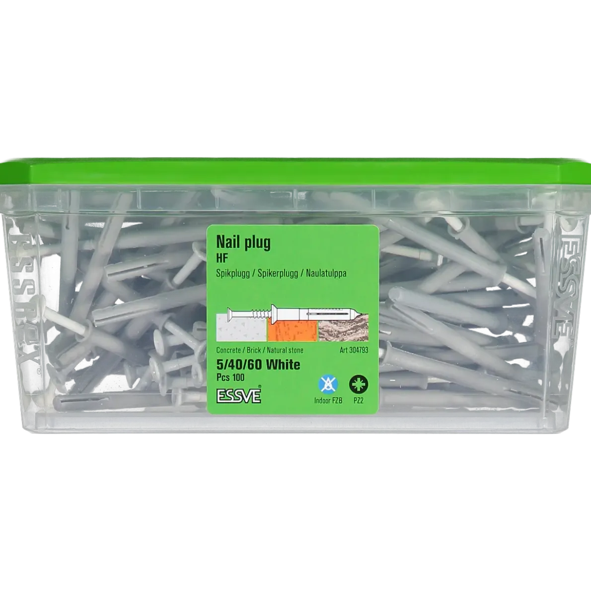 SPIKPLUGG HF MED FÖRSÄNKT KRAGE VIT 5/40/60 100ST