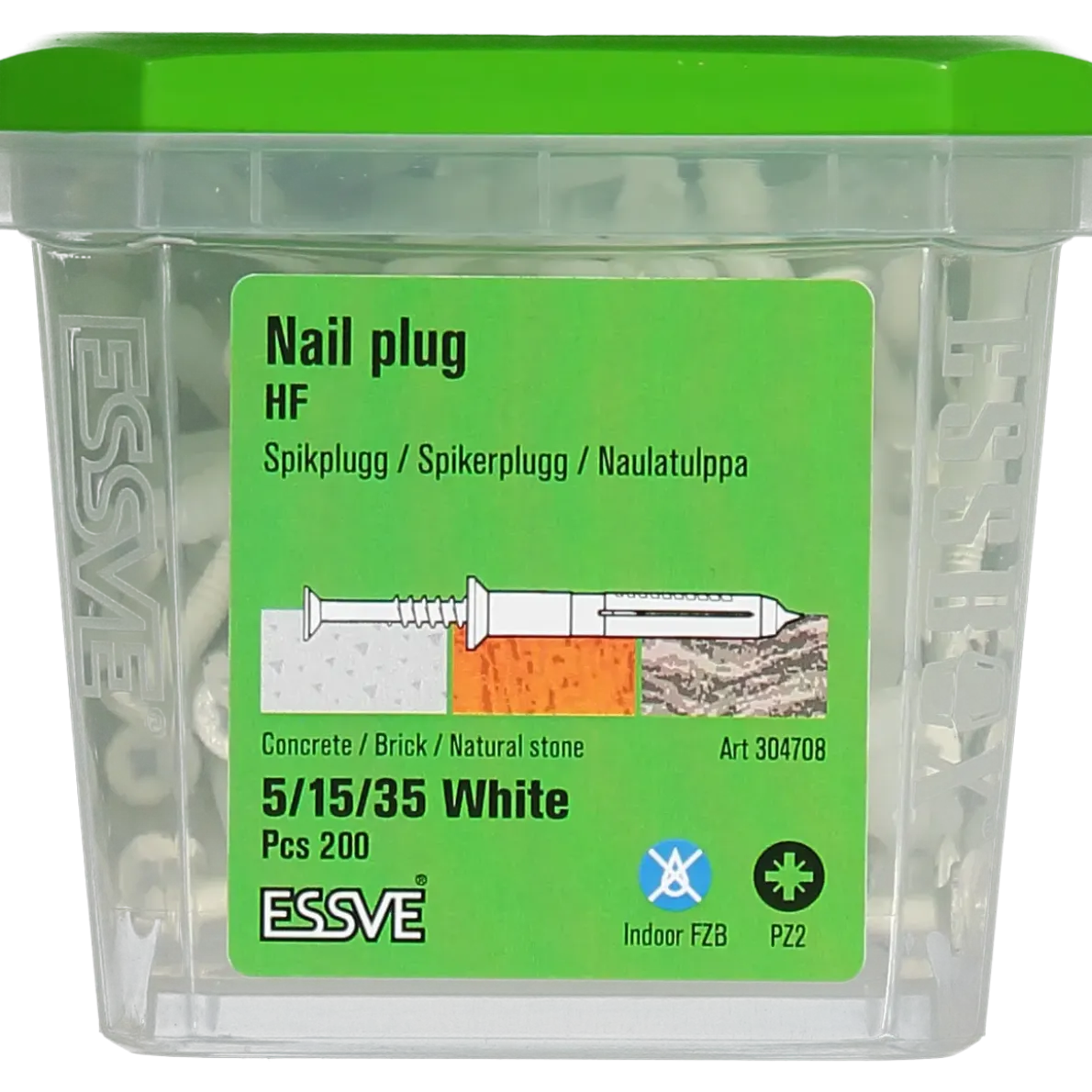 SPIKPLUGG HF MED FÖRSÄNKT KRAGE VITLACKAD 5X35 200ST